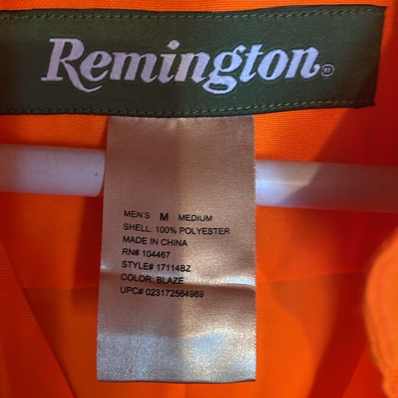 Remington High Visibility Utility Shirt Mens Sz Medium Bright Orange Long Sleeve - Picture 3 of 3